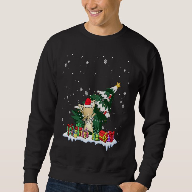 Sweatshirt Dabbing Chihuahua Long Hair Christmas Tree Santa B (Devant)