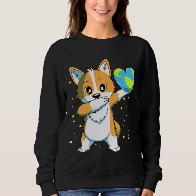 Sweatshirt Dabbing Corgi Chien Joyeux Jours des terres Garçon (Devant)