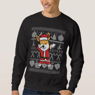 Sweatshirt Dabbing Corgi ignoble affreux chandail de Noël gra