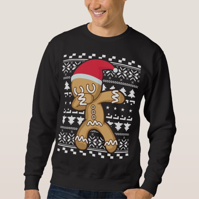 Sweatshirt Dabbing Gingerbread Man laide de Noël (Devant)