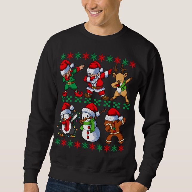 Sweatshirt Dabbing Père Noël Elf Friends Noël (Devant)