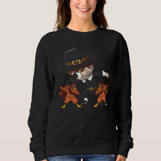 Sweatshirt Dabbing Pilgrim Turkey Thanksgiving Day  Boys Kids