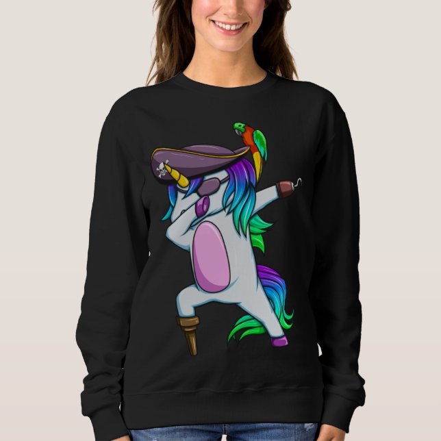 Sweatshirt Dabbing Pirate Magical Rainbow Unicorn  Halloween (Devant)