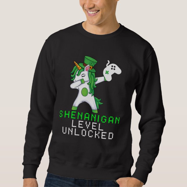 Sweatshirt Dabbing Shamrock Shenanigans Leprechaun Unicorn Ga (Devant)