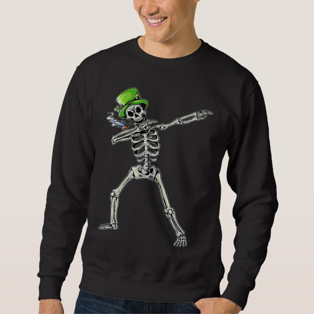 Sweatshirt Dabbing Skeleton Wearing Green Hat  St Patrick's D (Devant)