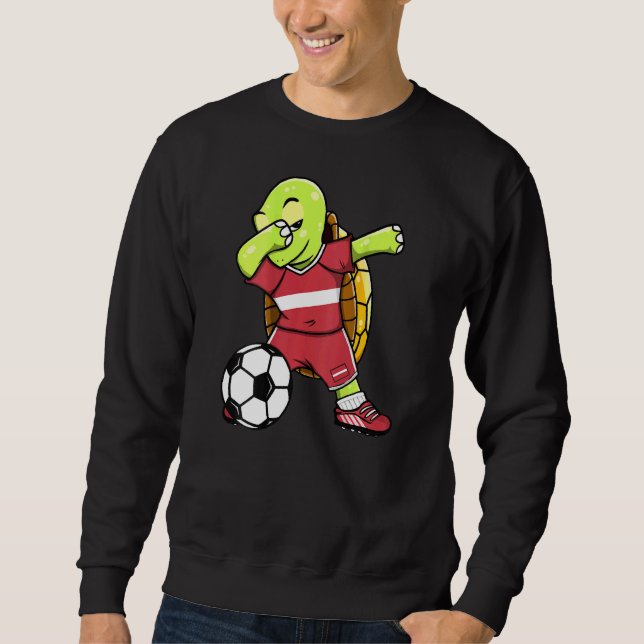 Sweatshirt Dabbing Turtle Lettonie Fans de football Jersey La (Devant)