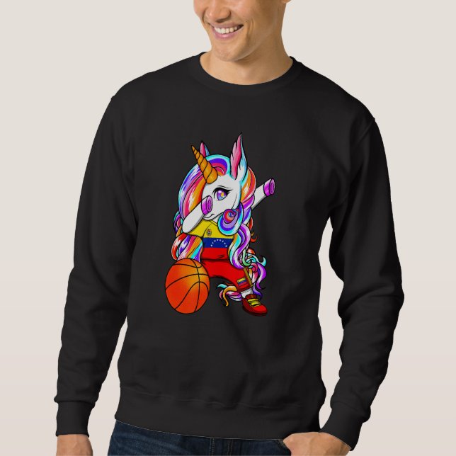 Sweatshirt Dabbing Unicorne Venezuela Fans de basket Jersey B (Devant)
