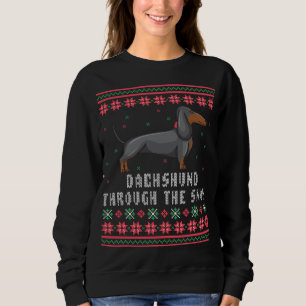 Sweatshirt Dachshund À Travers Le Chandail De Noël Laide Neig