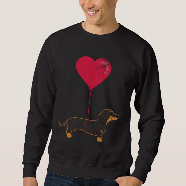 Sweatshirt Dachshund Balloon Heart Weenie Dog Valentine s Day (Devant)