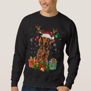 Sweatshirt Dachshund Chien arbre Noël Lumières Chien moche No