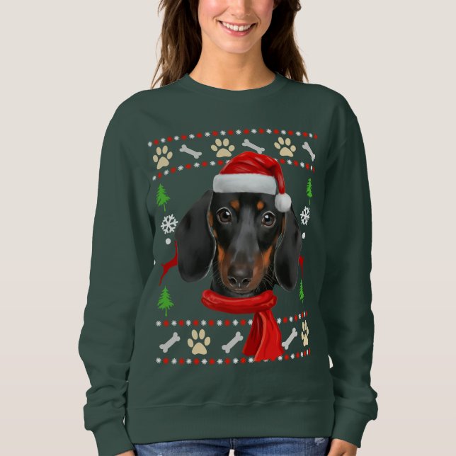 Sweatshirt Dachshund Chien Vilain Noël (Devant)