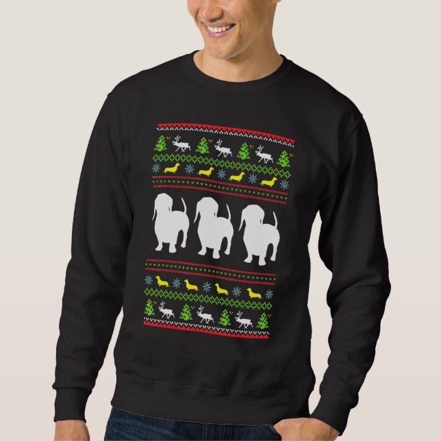 Sweatshirt Dachshund Doux moche chien Dachsund Noël (Devant)