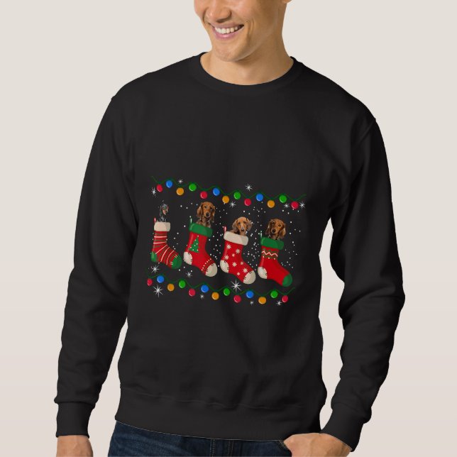Sweatshirt Dachshund In Socks Christmas Light Dog Lover (Devant)