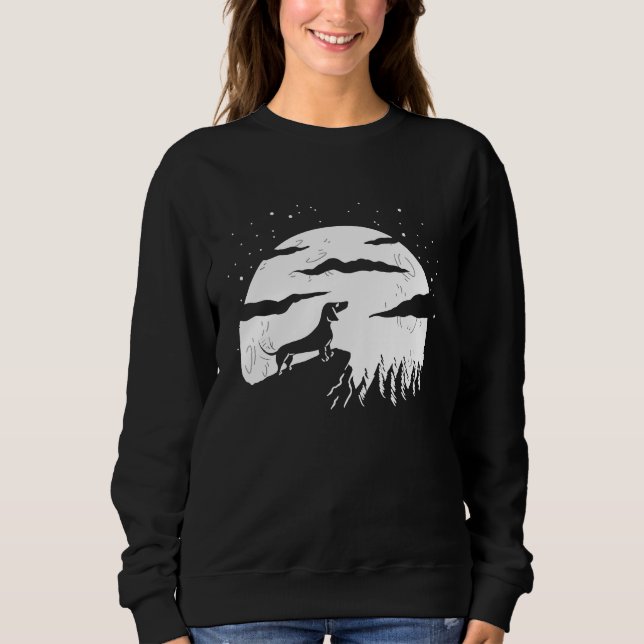 Sweatshirt Dachshund Looking At The Moon (Devant)