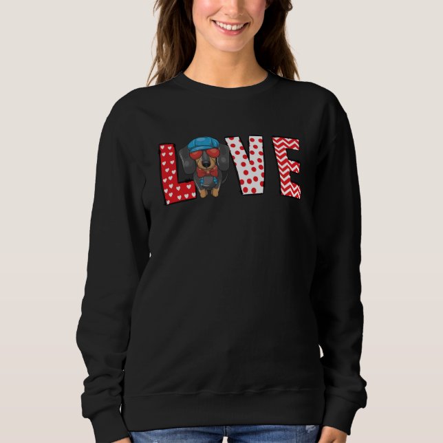 Sweatshirt Dachshund Valentines Day Love Valentine Cute Heart (Devant)