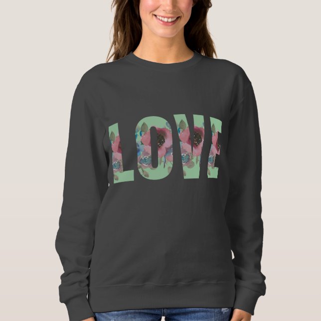 Sweatshirt d'amour floral gris foncé (Devant)