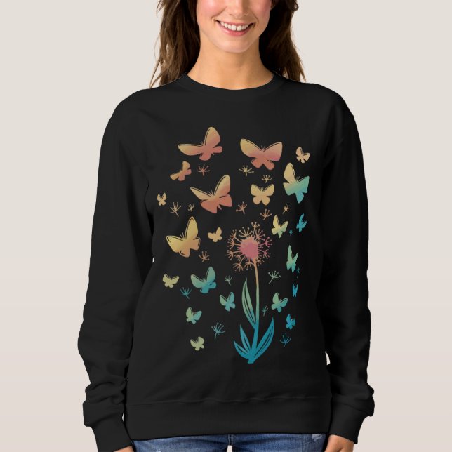Sweatshirt Dandelion with butterflies, dandelion, butterfly (Devant)