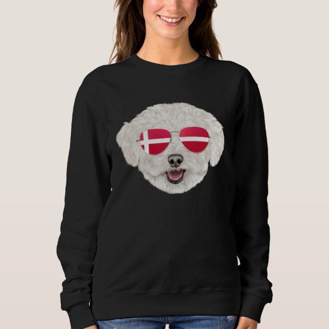 Sweatshirt Danish Flag Bichons Frise Dog Denmark Pocket (Devant)