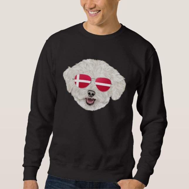 Sweatshirt Danish Flag Bichons Frise Dog Denmark Pocket (Devant)