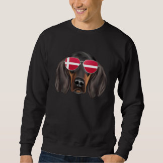 Sweatshirt Danish Flag Black and Tan Coonhound Dog Denmark Po