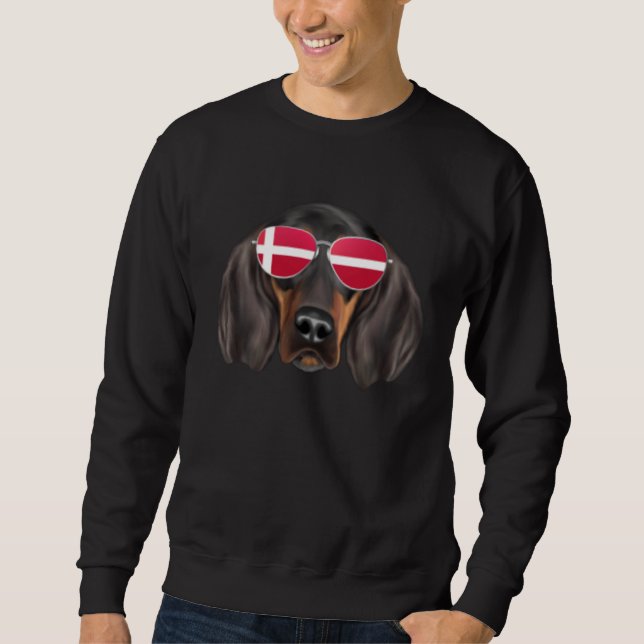 Sweatshirt Danish Flag Black and Tan Coonhound Dog Denmark Po (Devant)