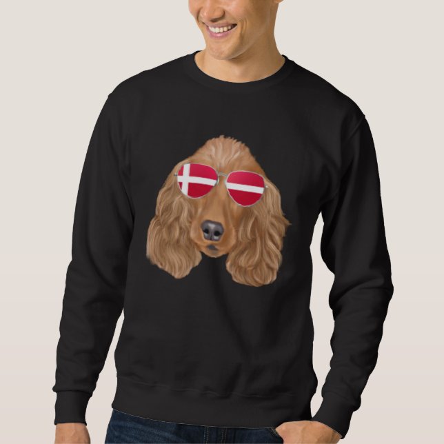 Sweatshirt Danish Flag Cocker Spaniel Dog Denmark Pocket (Devant)