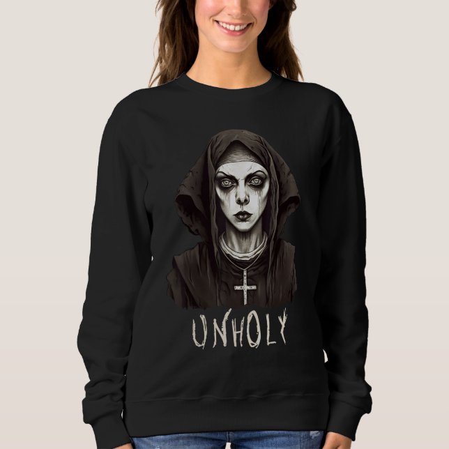 Sweatshirt Dark Occult Witchcraft Satanism Goth Horror Unholy (Devant)
