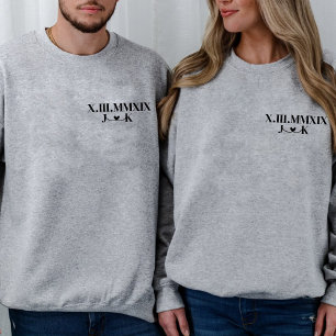 Sweatshirt Date personnalisée Roman Numeral Girfriend