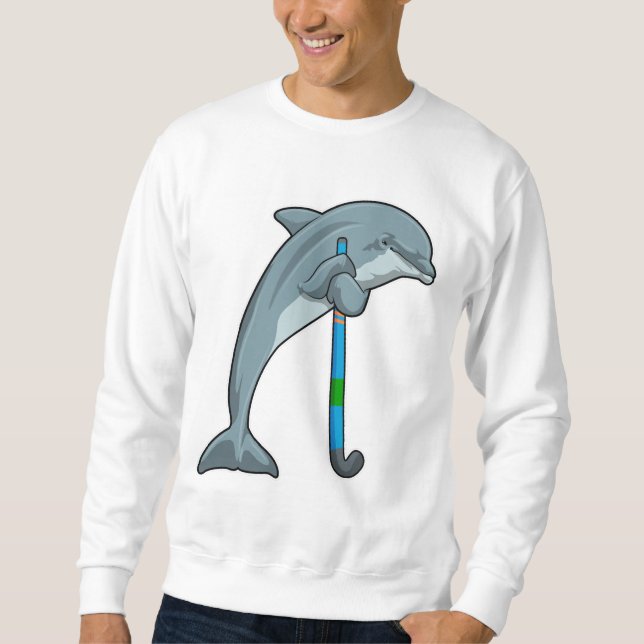 Sweatshirt Dauphin à Hockey avec bâton de hockey (Devant)