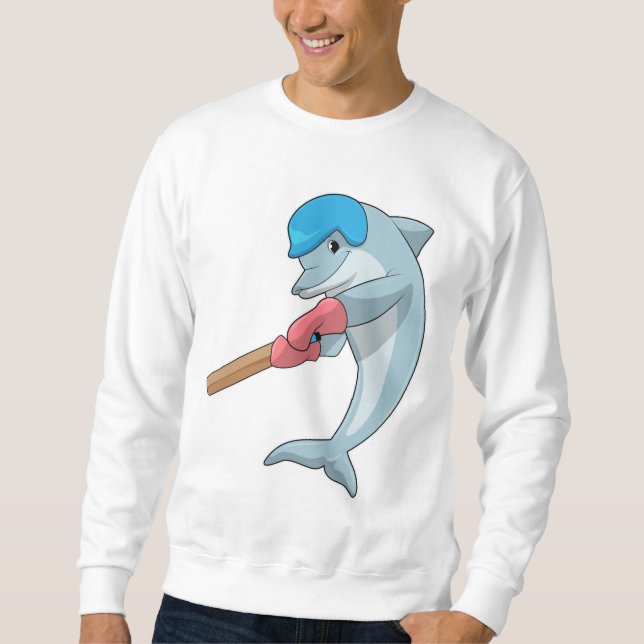 Sweatshirt Dauphin au cricket avec chauve-souris de cricket (Devant)