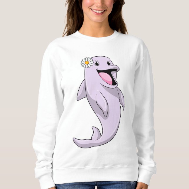 Sweatshirt Dauphin avec fleur de marguerite (Devant)