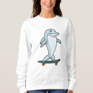 Sweatshirt Dauphin en patinage avec skateboard