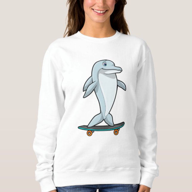 Sweatshirt Dauphin en patinage avec skateboard (Devant)