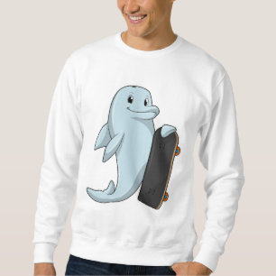 Sweatshirt Dauphin en patinage avec skateboard