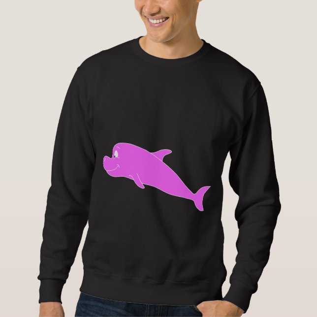 Sweatshirt Dauphin rose sur le noir (Devant)