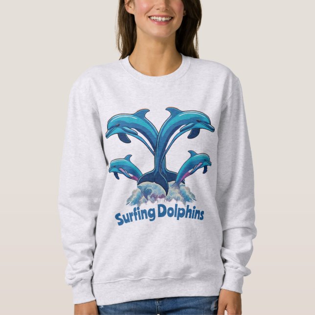 Sweatshirt Dauphins du surf (Devant)