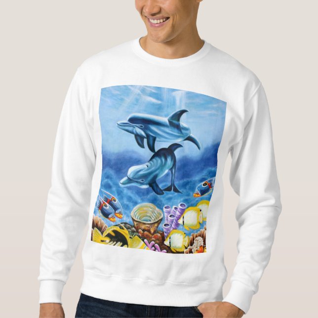 Sweatshirt Dauphins et art tropical de poissons (Devant)