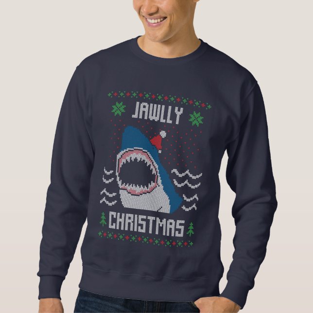 Sweatshirt de chandail moche de requin de Noël (Devant)