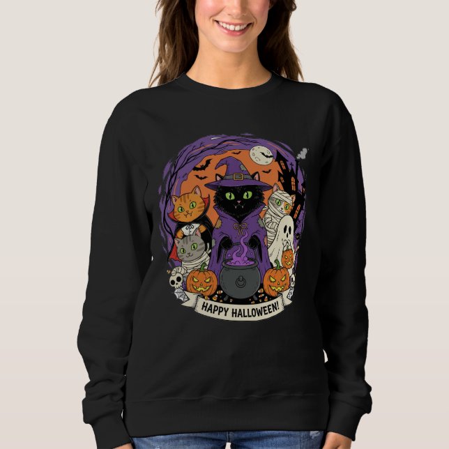 Sweatshirt de chats d'Halloween pour Amoureux de l (Devant)