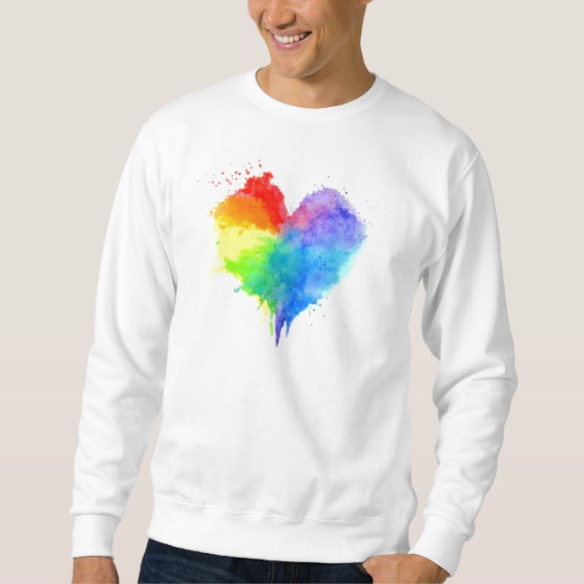 Sweatshirt de coeur Rainbow Splatter (Devant)