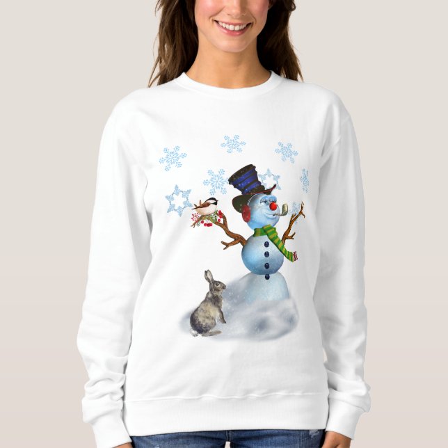 Sweatshirt de Noël féminine avec Snowman (Devant)