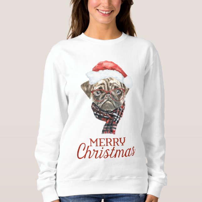 Sweatshirt de Noël pour pug (Devant)