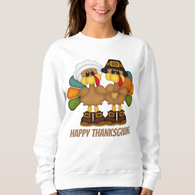 Sweatshirt de pèlerins de dinde de Thanksgiving mi (Devant)