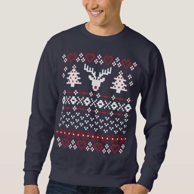 Sweatshirt de pull de chandail de pixel de Noël : (Devant)