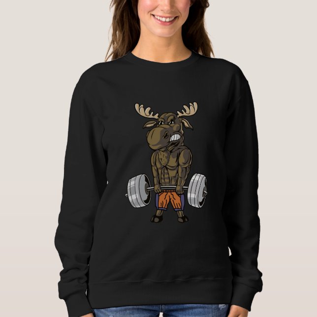 Sweatshirt Deadlift Moose Weightlifting Gym Humor (Devant)