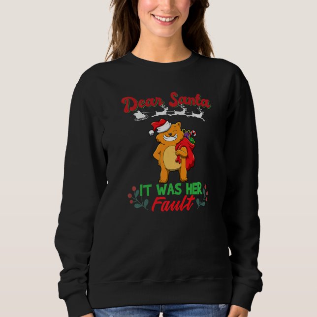 Sweatshirt Dear Santa It Was Her Fault Siblings Matching Xmas (Devant)