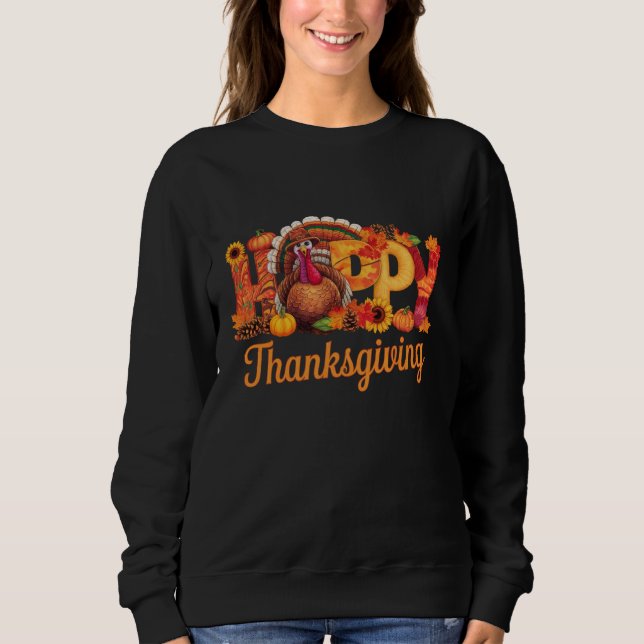 Sweatshirt Déchets de bon thanksgiving Automne (Devant)
