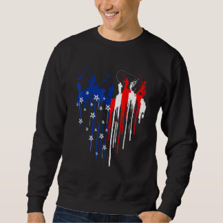 Sweatshirt Déchirer Coeur Drapeau Américain Hommes Pêcher 4èm