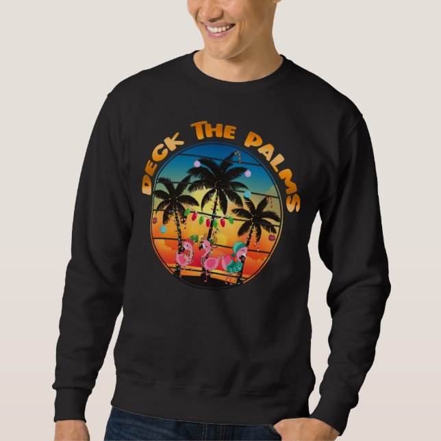 Sweatshirt Deck The Palms Beach Tropical Christmas Group (Devant)