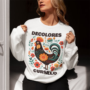 Sweatshirt DeColores Cursillo Art Populaire Coq Foncé Coloré